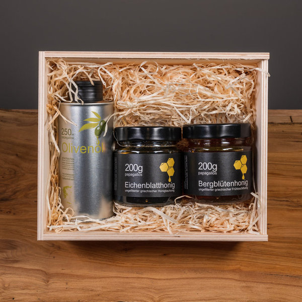 papagallos Geschenkbox Olivenöl + Honig